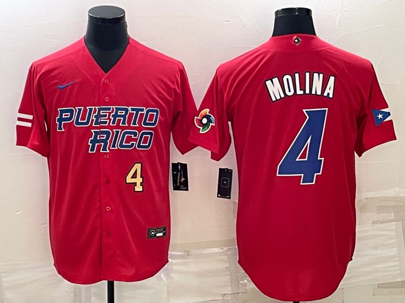 Men 2023 World Cub #4 Molina Red Nike MLB Jersey->more jerseys->MLB Jersey